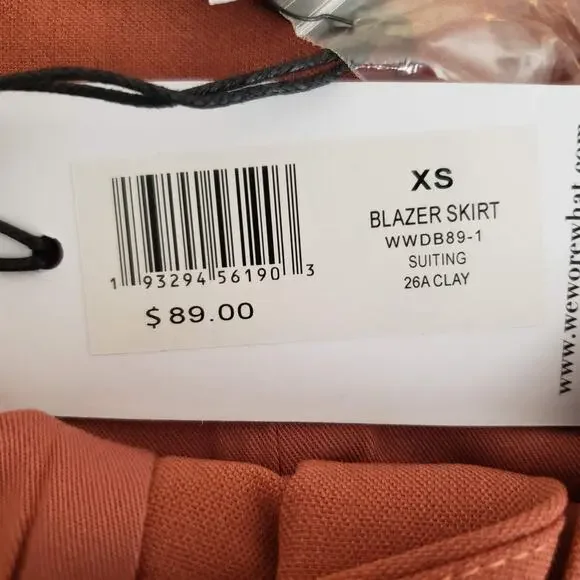 NWT WEWOREWHAT Asymmetrical Button Front Pocket Split Hem Blazer Mini Skirt XS - Picture 10 of 11